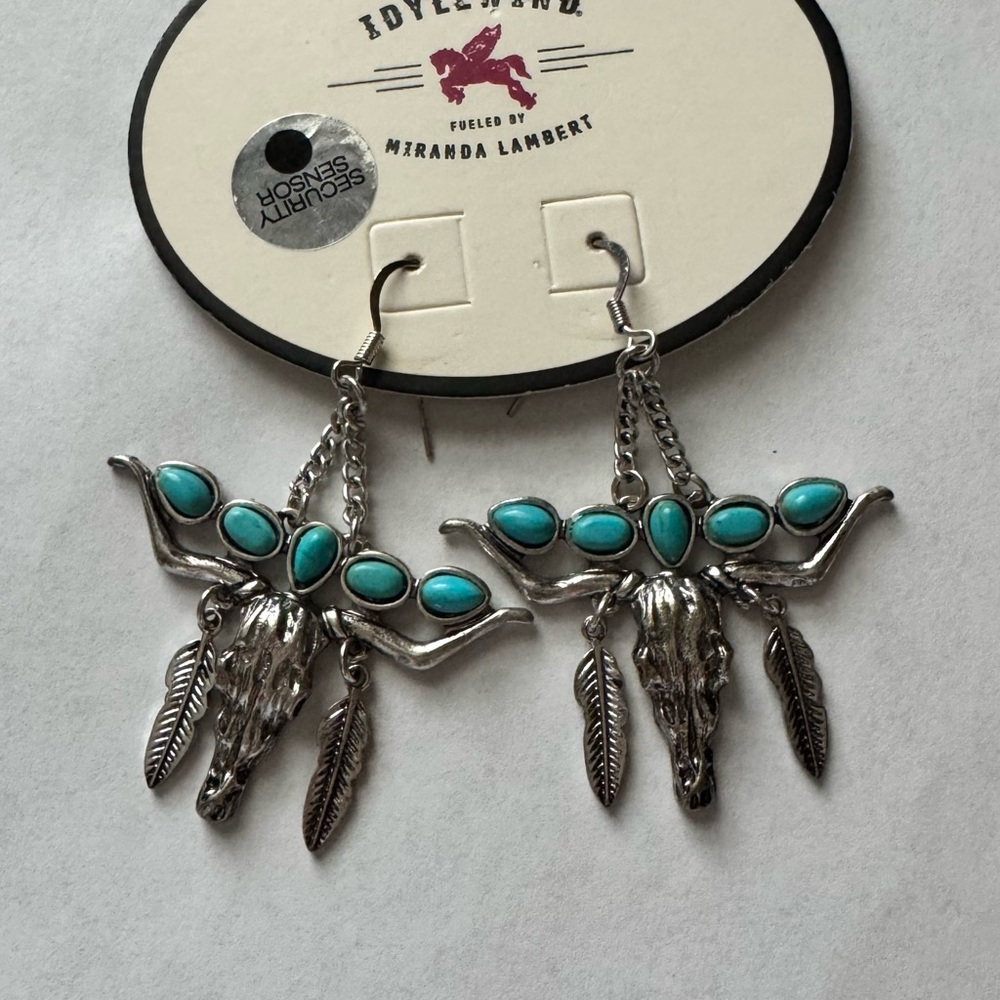 IDYLLWIND- - Silver Skull TQ Earring - Picture 3 of 3
